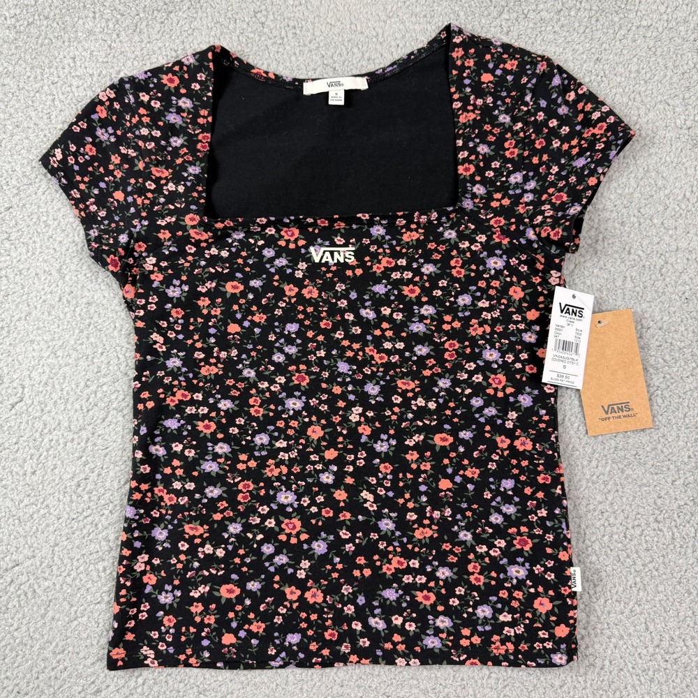 Vans Covered Ditsy Cap‎ Sleeve Women's Small Short Sleeve Top